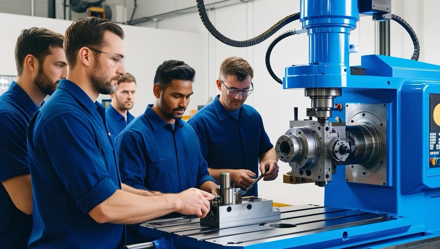 Equipo MSA trabajando en maquinaria de precisión